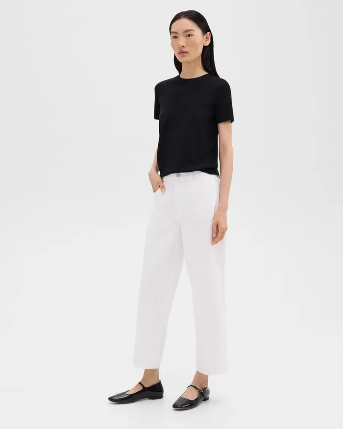 Women Pants Theory Relaxed Straight Jean In Denim Optic White