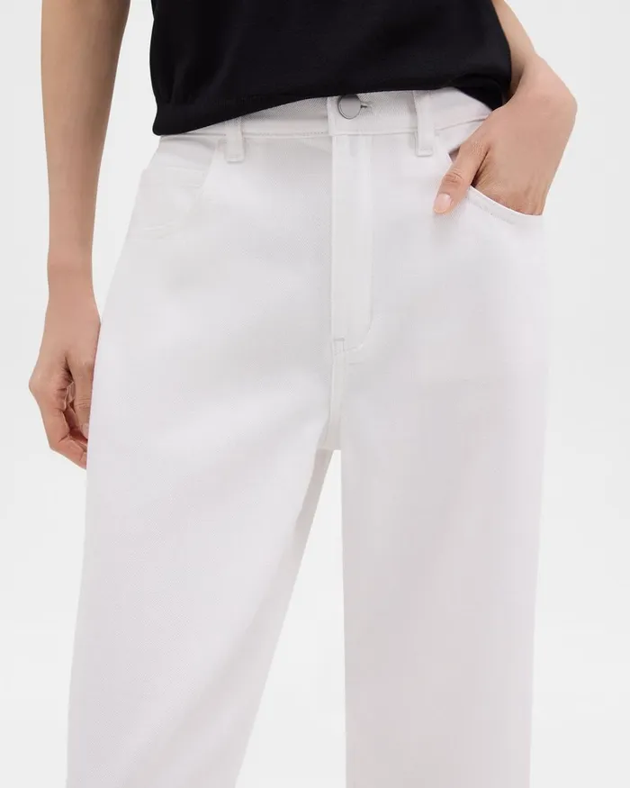 Women Pants Theory Relaxed Straight Jean In Denim Optic White