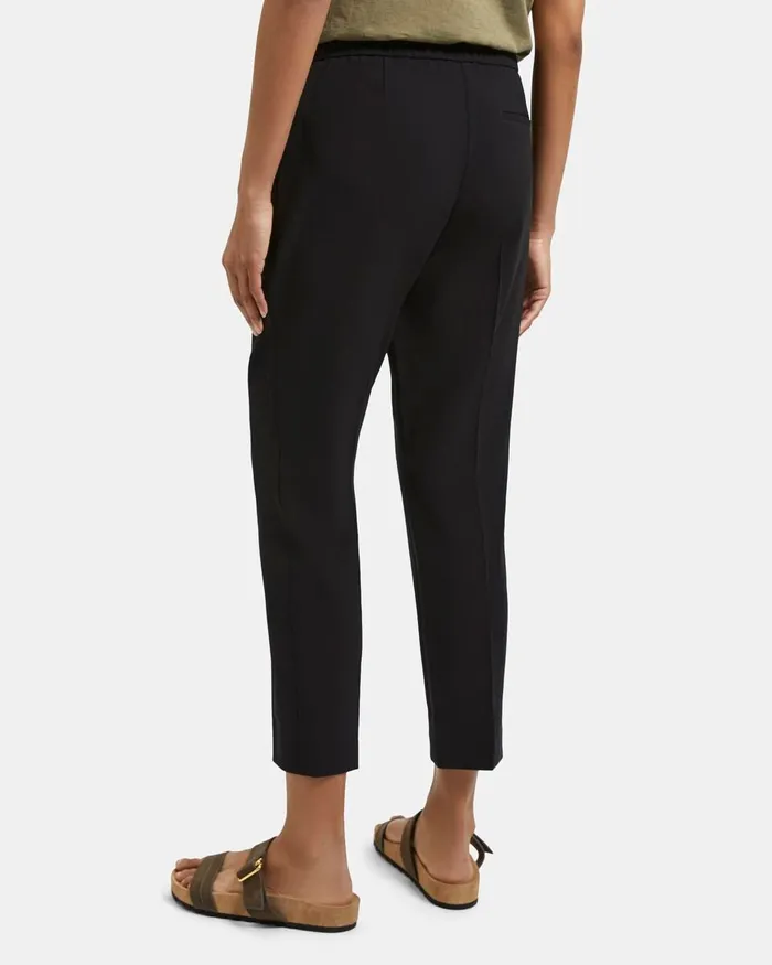 Women Pants Theory Slim Cropped PullOn Pant In Crepe Black