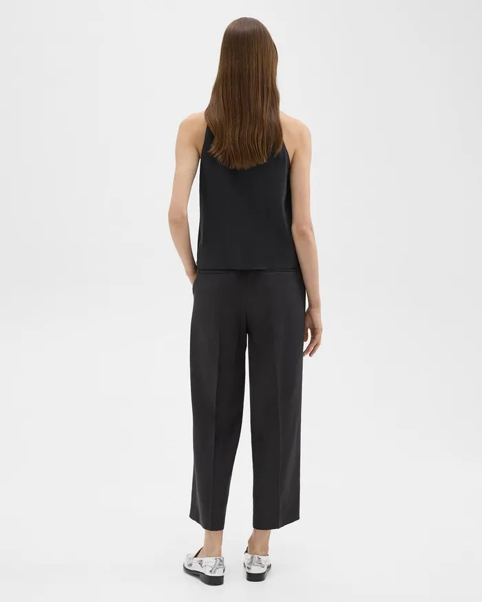 Women Pants Theory Straight PullOn Pant In LinenViscose Black