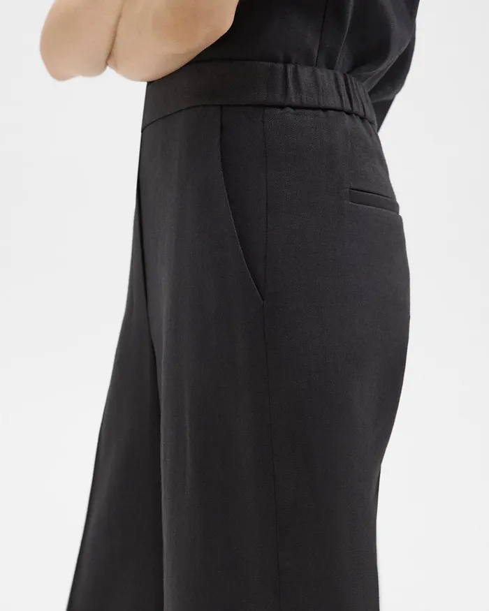 Women Pants Theory Straight PullOn Pant In LinenViscose Black