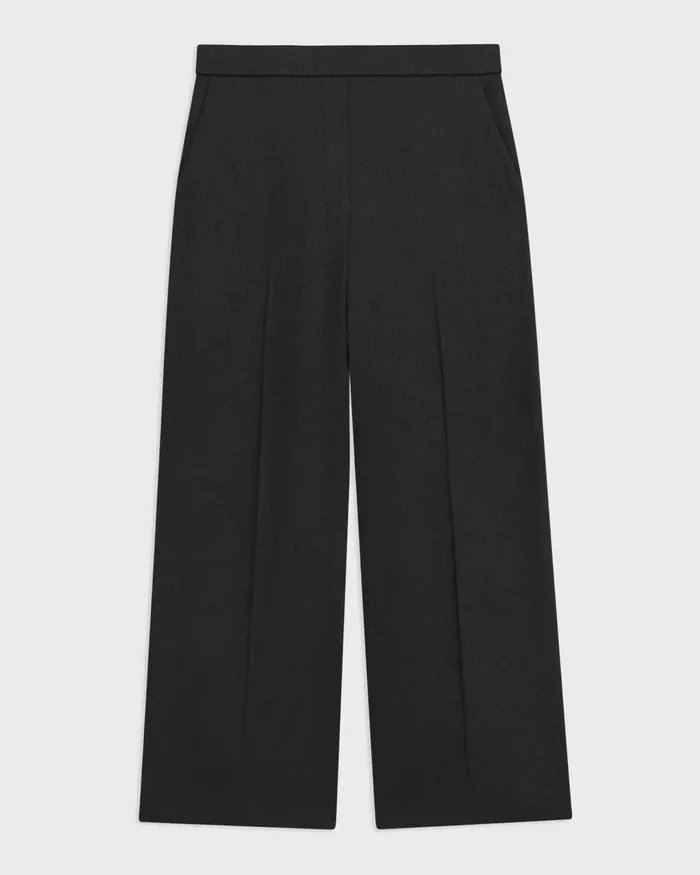 Women Pants Theory Straight PullOn Pant In LinenViscose Black
