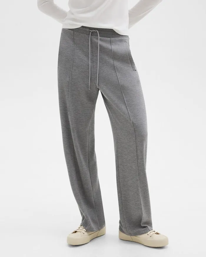 Women Pants Theory Track Pant In DoubleKnit Jersey Grey Meloat Mel
