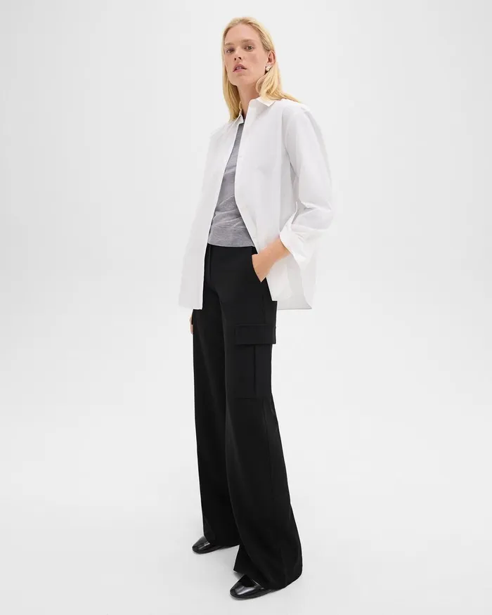 Women Pants Theory WideLeg Cargo Pant In Admiral Crepe Black