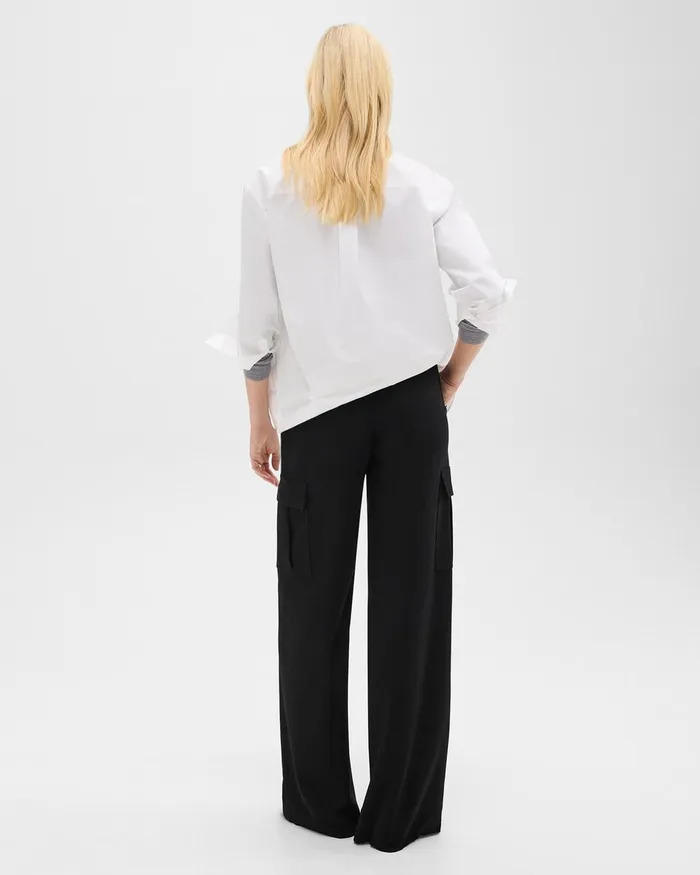 Women Pants Theory WideLeg Cargo Pant In Admiral Crepe Black