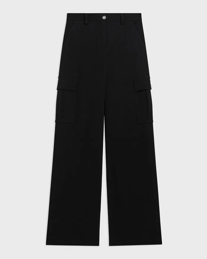 Women Pants Theory WideLeg Cargo Pant In Admiral Crepe Black