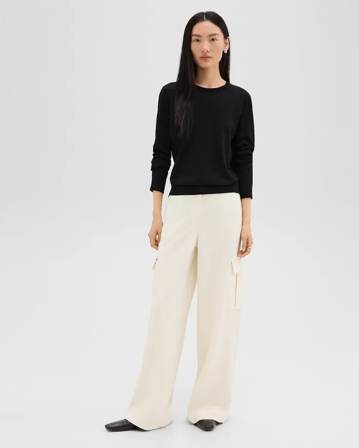 Women Pants Theory WideLeg Cargo Pant In Admiral Crepe Rice