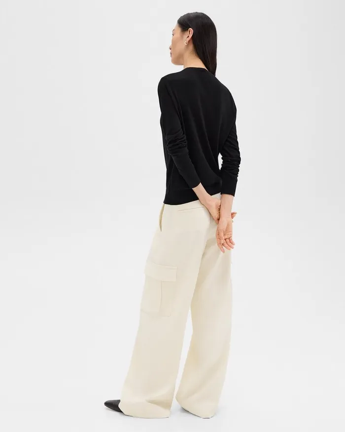 Women Pants Theory WideLeg Cargo Pant In Admiral Crepe Rice