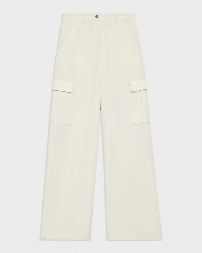 Women Pants Theory WideLeg Cargo Pant In Admiral Crepe Rice