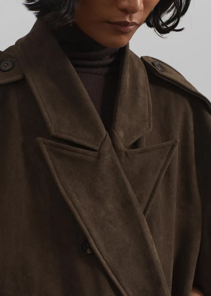 Women Peoria Faux Suede Trench Coat 8211 Brown The Frankie Shop Outerwear