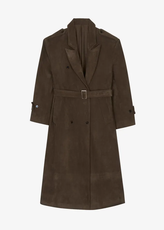 Women Peoria Faux Suede Trench Coat 8211 Brown The Frankie Shop Outerwear