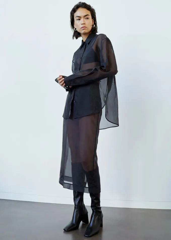 Women Peri Sheer Shirt 8211 Black The Frankie Shop Tops