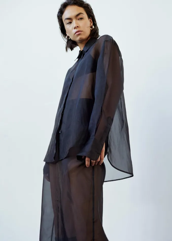 Women Peri Sheer Shirt 8211 Black The Frankie Shop Tops