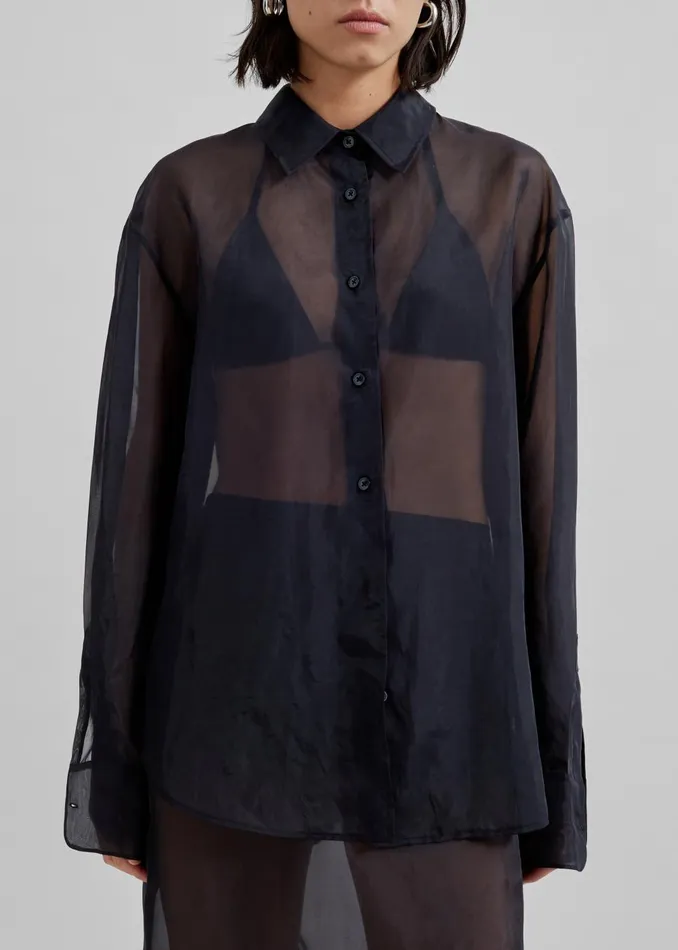Women Peri Sheer Shirt 8211 Black The Frankie Shop Tops
