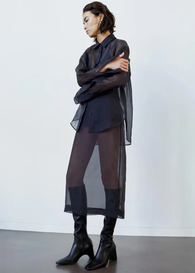 Women Peri Sheer Shirt 8211 Black The Frankie Shop Tops
