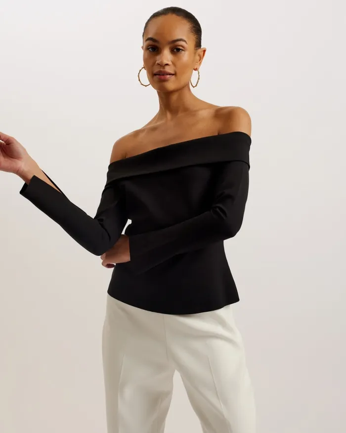 Women PHOLLYY 8211 Off The Shoulder Long Sleeve Top Black Ted Baker Tops and Blouses Women PHOLLYY 8211 Off The Shoulder Long Sleeve Top Black Ted Baker Tops and Blouses