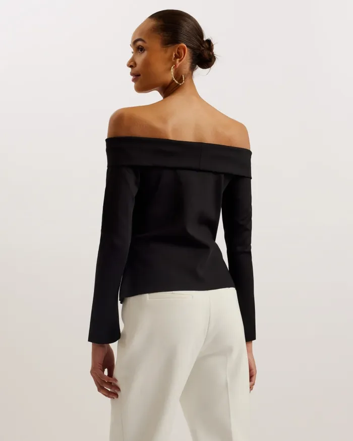 Women PHOLLYY 8211 Off The Shoulder Long Sleeve Top Black Ted Baker Tops and Blouses Women PHOLLYY 8211 Off The Shoulder Long Sleeve Top Black Ted Baker Tops and Blouses