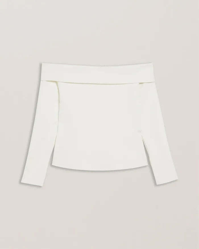 Women PHOLLYY 8211 Off The Shoulder Long Sleeve Top Ivory Ted Baker Tops and Blouses