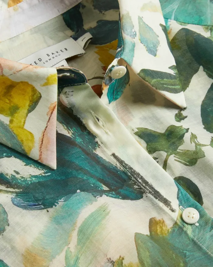 Women PICCOLA 8211 Oversized Floral Print Shirt Ivory Ted Baker Tops and Blouses