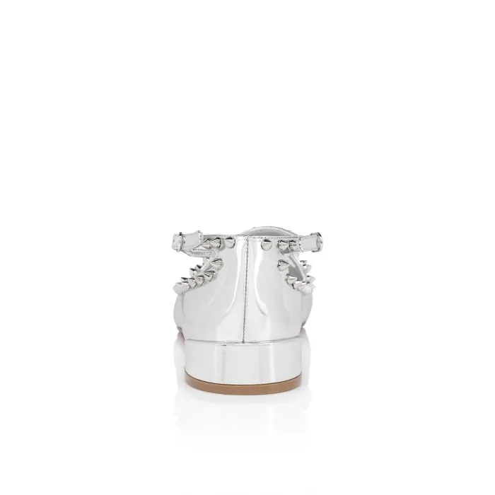 Women Pilouta Jane Spikes Ballerinas 8211 Specchio Leather 8211 Silver Christian Louboutin Flats and Loafers