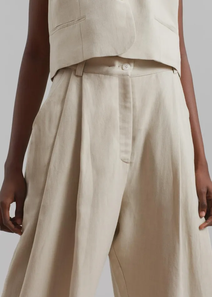 Women Piper Pleated Trousers 8211 Beige The Frankie Shop Bottoms