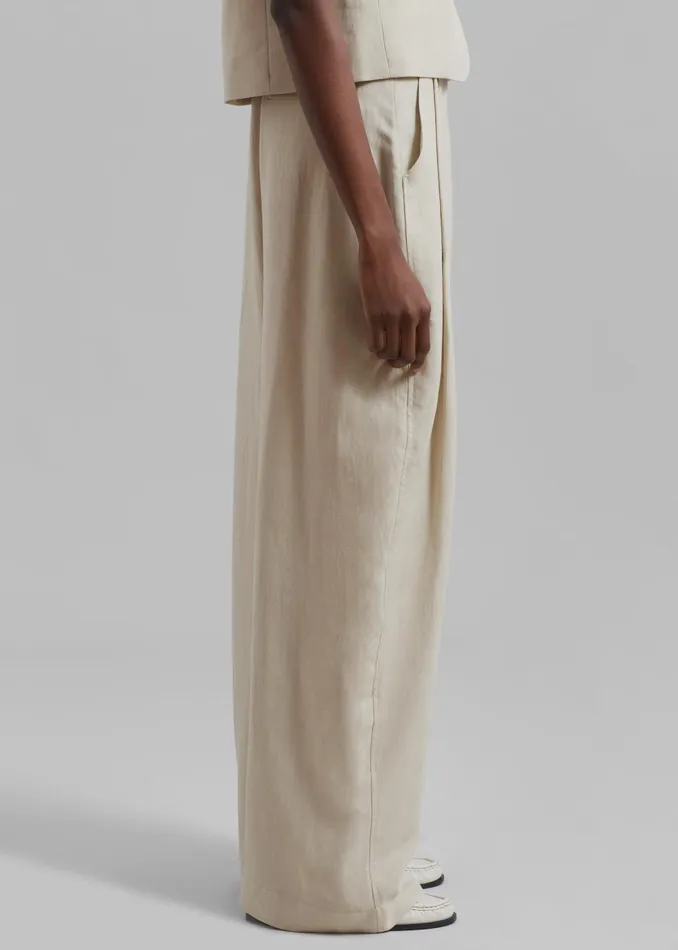 Women Piper Pleated Trousers 8211 Beige The Frankie Shop Bottoms