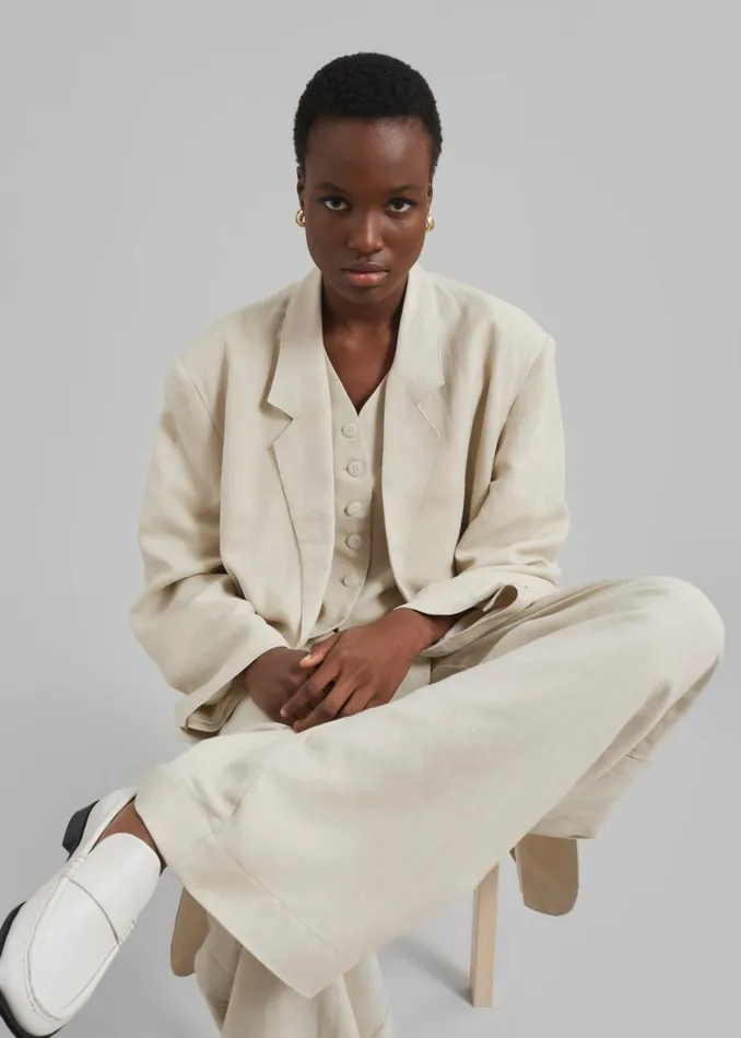 Women Piper Pleated Trousers 8211 Beige The Frankie Shop Bottoms