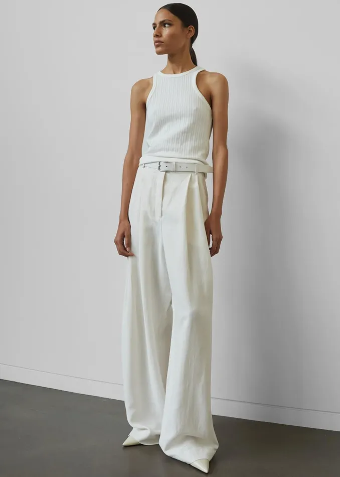 Women Piper Pleated Trousers 8211 White The Frankie Shop Bottoms