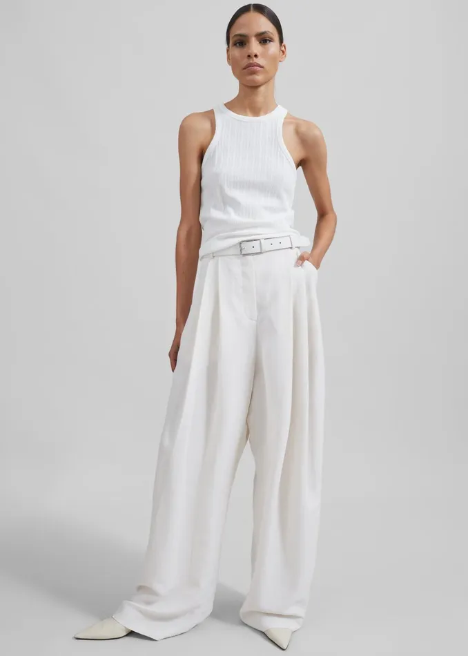 Women Piper Pleated Trousers 8211 White The Frankie Shop Bottoms