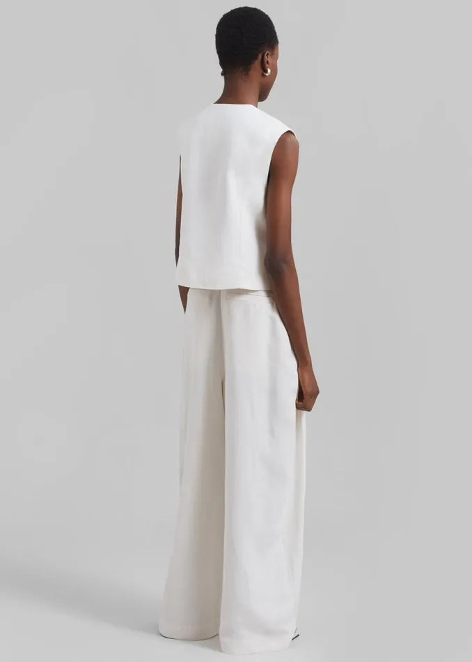 Women Piper Pleated Trousers 8211 White The Frankie Shop Bottoms