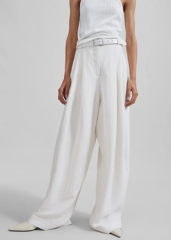 Women Piper Pleated Trousers 8211 White The Frankie Shop Bottoms