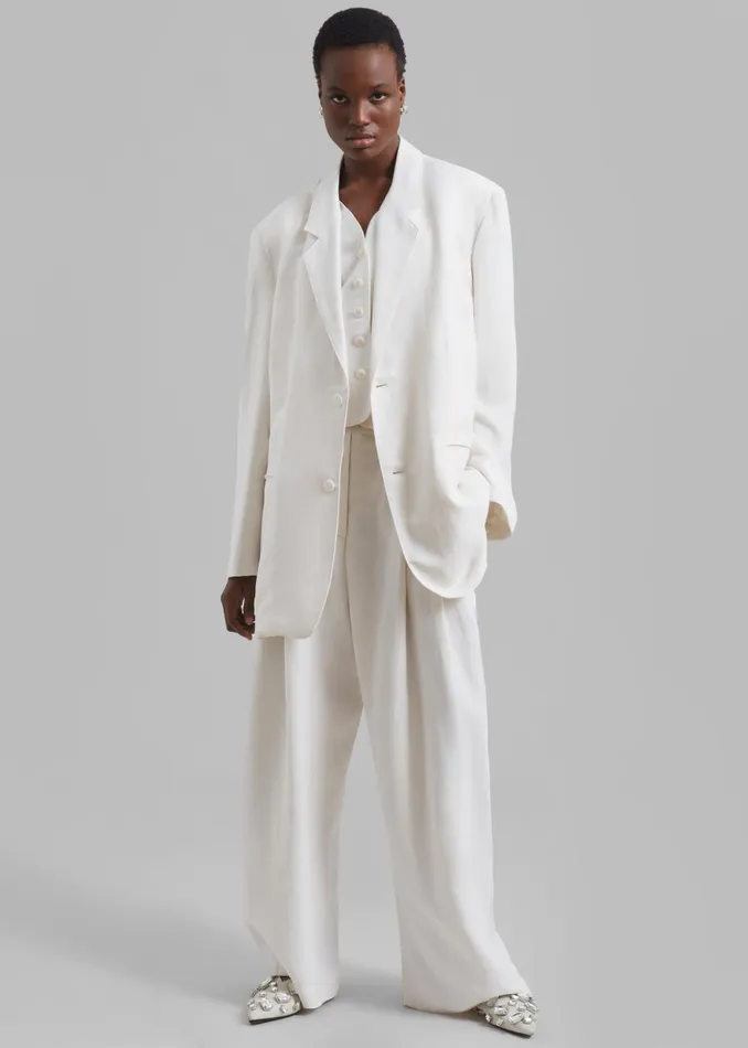 Women Piper Pleated Trousers 8211 White The Frankie Shop Bottoms