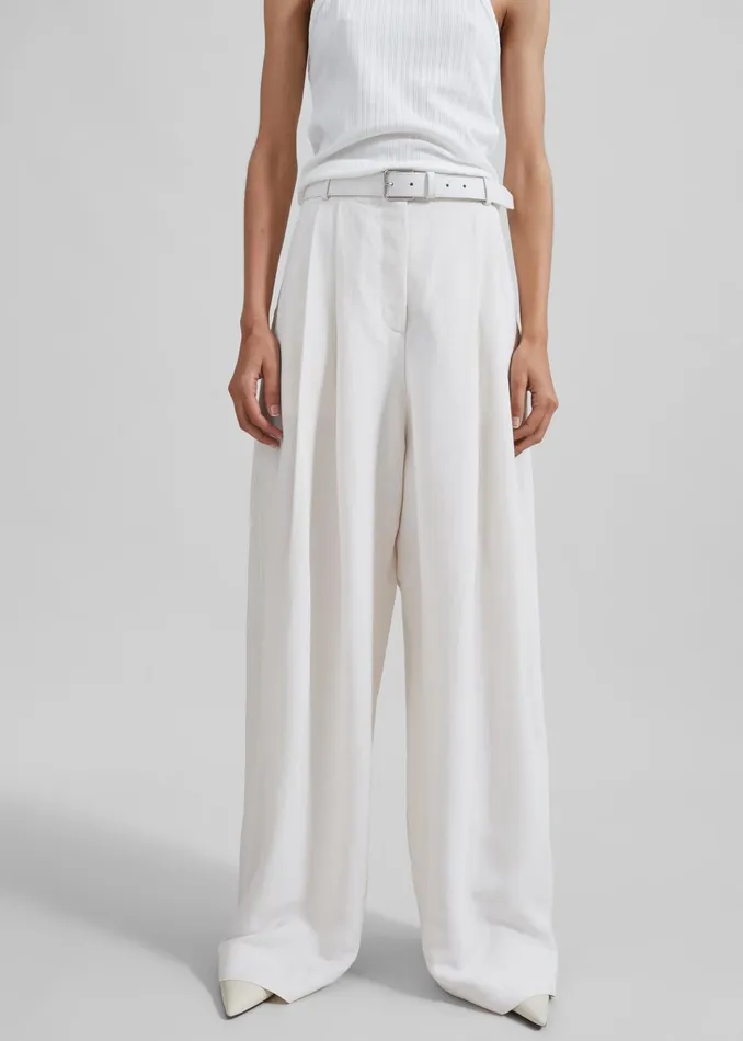 Women Piper Pleated Trousers 8211 White The Frankie Shop Bottoms