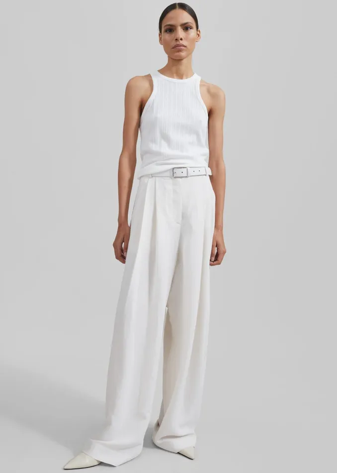 Women Piper Pleated Trousers 8211 White The Frankie Shop Bottoms