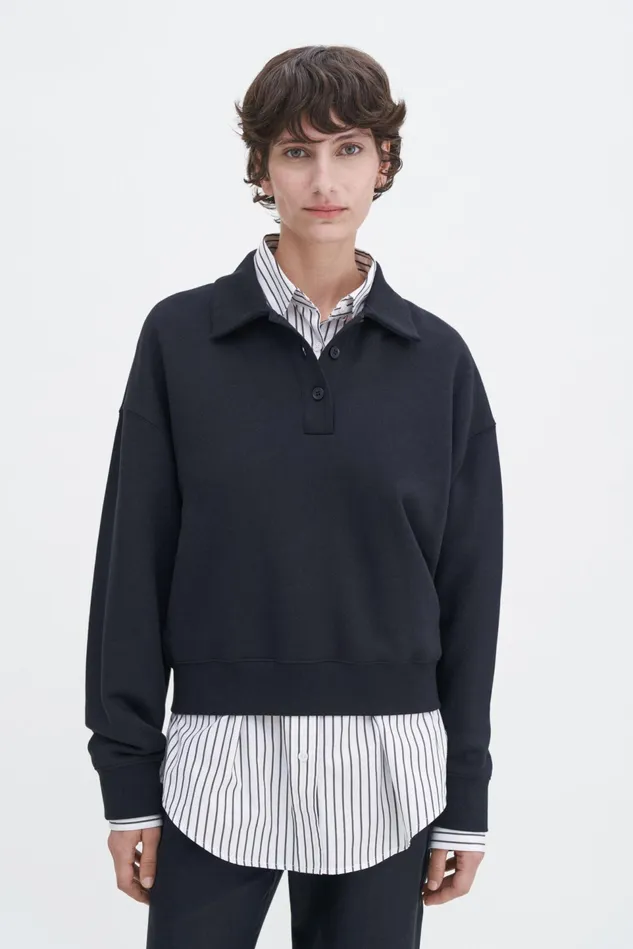 Women Polo Sweatshirt Black Filippa K Tops