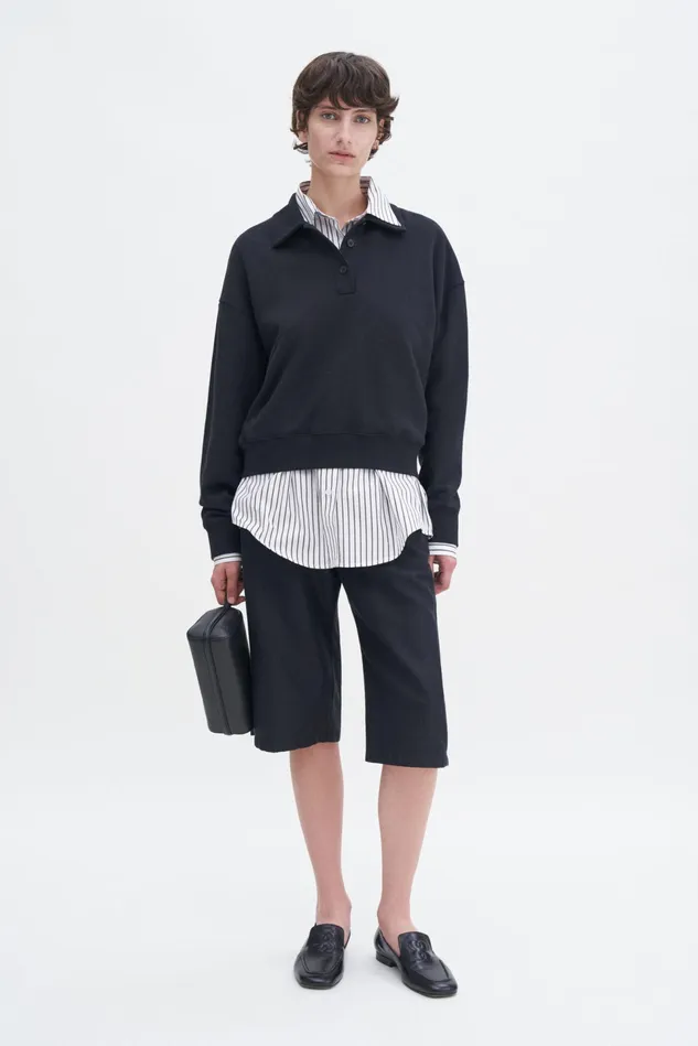 Women Polo Sweatshirt Black Filippa K Tops