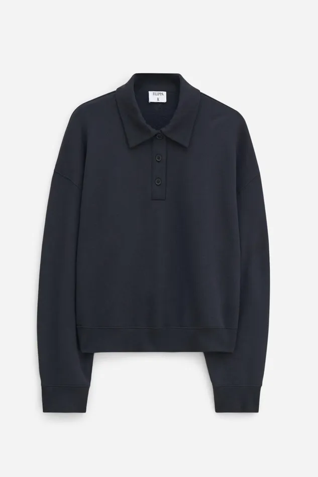 Women Polo Sweatshirt Black Filippa K Tops