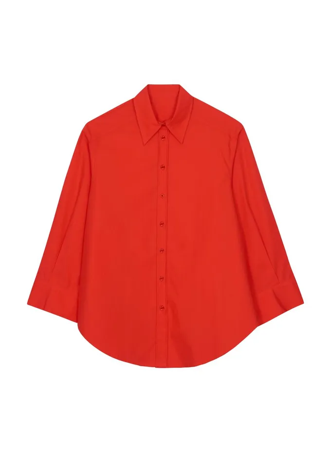 Women Prato Button Up Shirt 8211 Red The Frankie Shop Tops