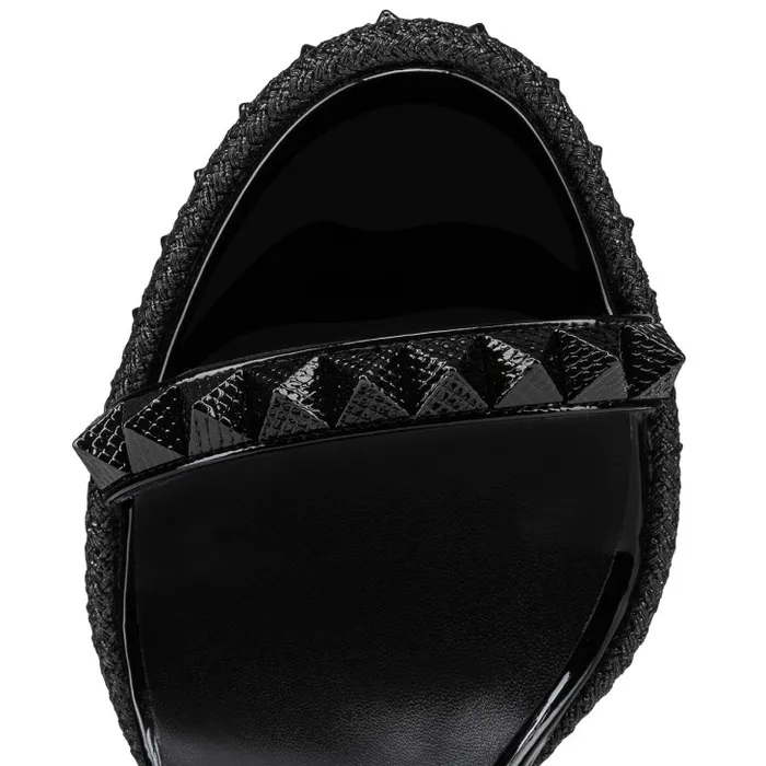 Women Pyraclou 110 Mm Espadrilles 8211 Patent Leather 8211 Black Christian Louboutin Sandals and Slides