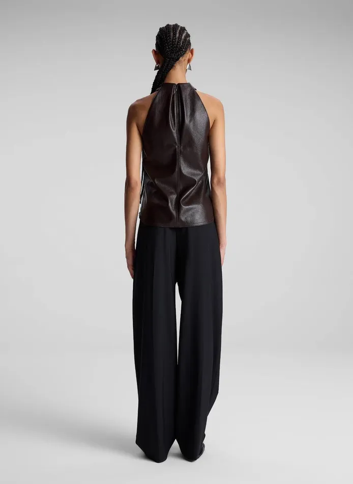 Women Quinn Vegan Leather Halter Top Chocolate Plum ALC Tops