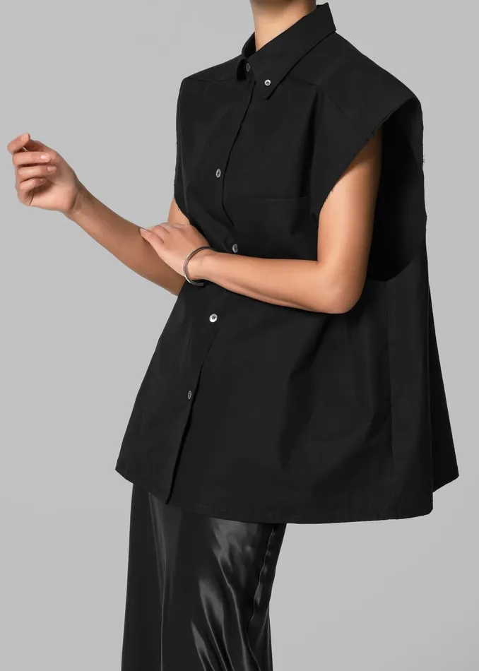 Women Rae Sleeveless Button Down Shirt 8211 Black The Frankie Shop Tops