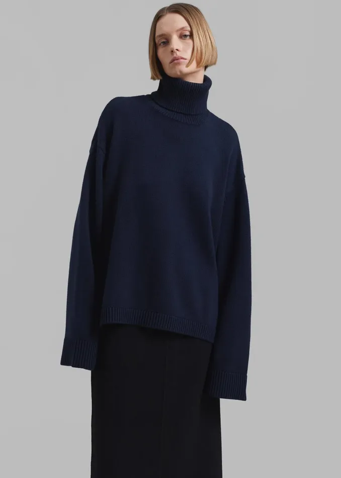 Women Rhea Trapeze Turtleneck 8211 Navy The Frankie Shop Knitwear