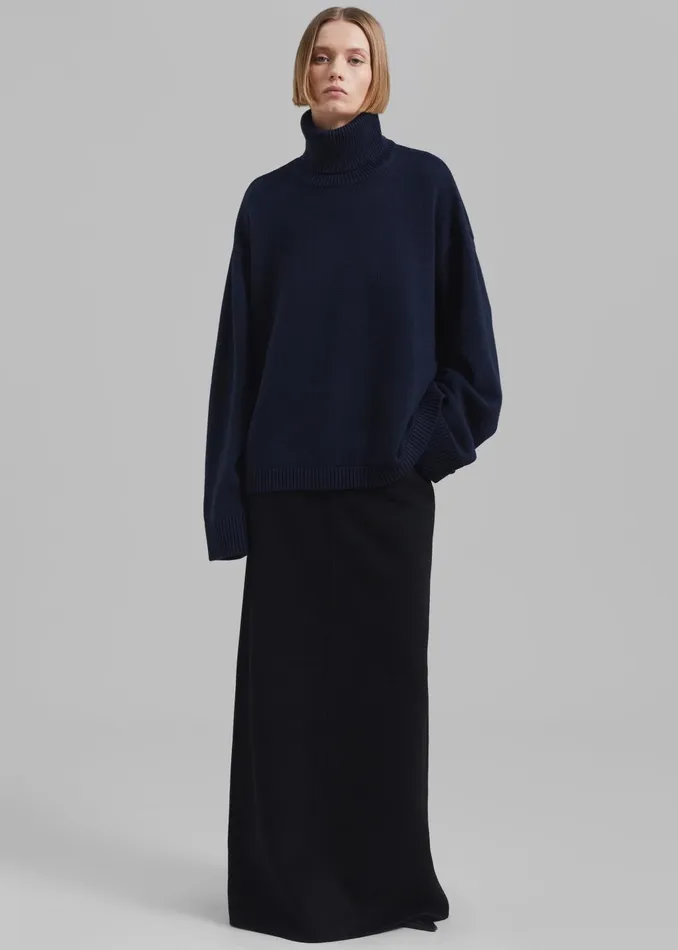 Women Rhea Trapeze Turtleneck 8211 Navy The Frankie Shop Knitwear