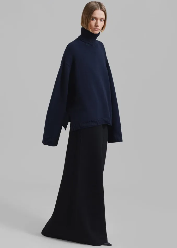 Women Rhea Trapeze Turtleneck 8211 Navy The Frankie Shop Knitwear
