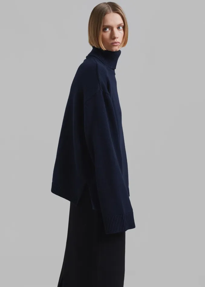 Women Rhea Trapeze Turtleneck 8211 Navy The Frankie Shop Knitwear