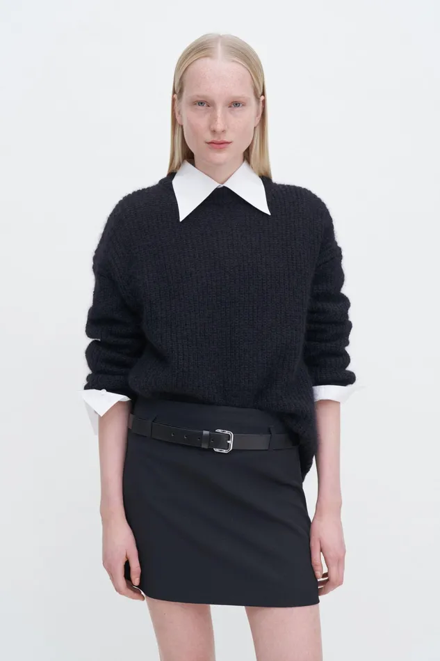 Women Ribbed Mohair Sweater Black Filippa K Knitwear