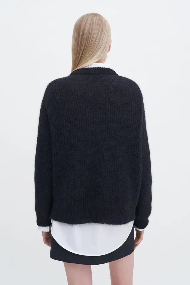 Women Ribbed Mohair Sweater Black Filippa K Knitwear