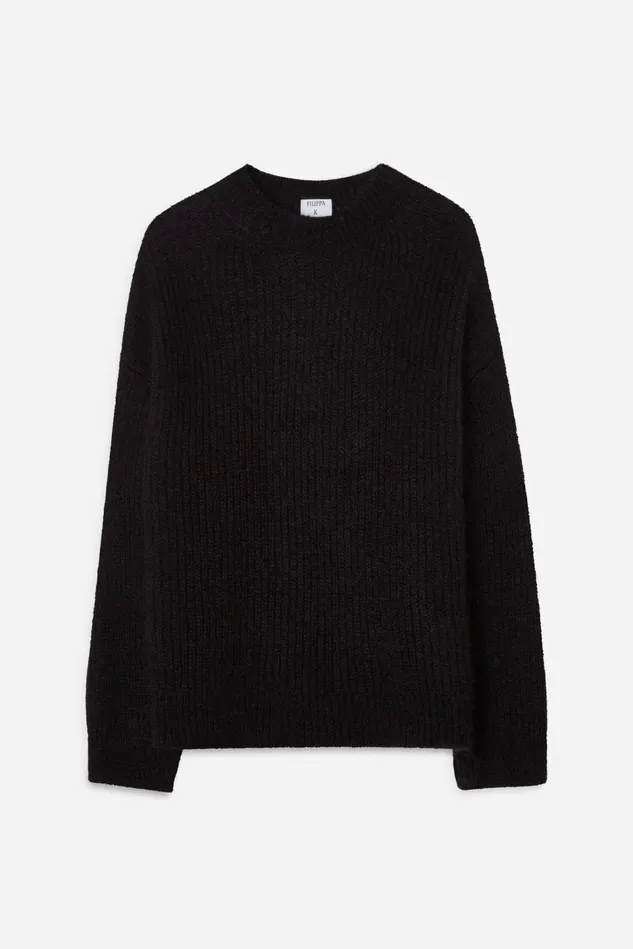 Women Ribbed Mohair Sweater Black Filippa K Knitwear