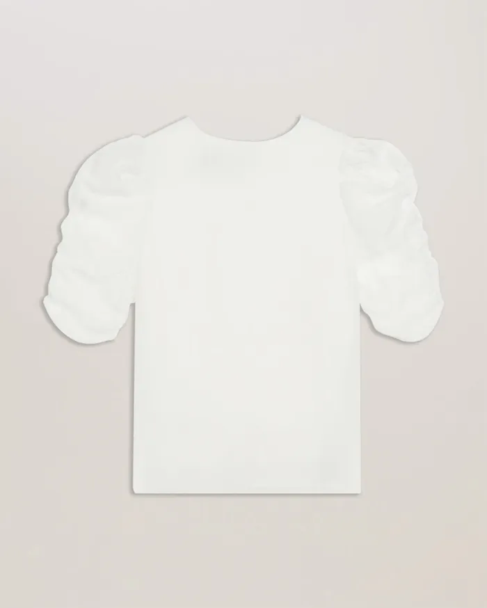 Women SACHIKO 8211 Short Puff Sleeve Organza Top Ivory Ted Baker Tops and Blouses