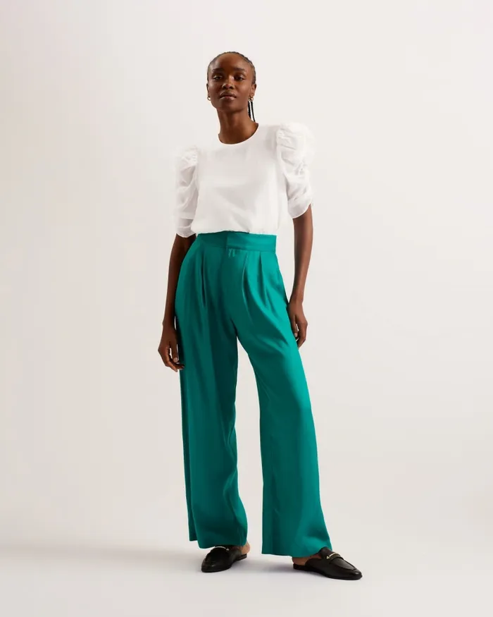 Women SACHIKO 8211 Short Puff Sleeve Organza Top Ivory Ted Baker Tops and Blouses